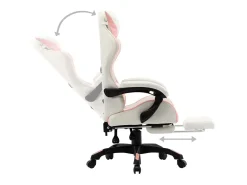 Cadeira estilo corrida c/ apoio pés couro artif. rosa/branco