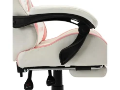 Cadeira estilo corrida c/ apoio pés couro artif. rosa/branco