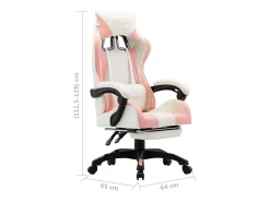 Cadeira estilo corrida c/ apoio pés couro artif. rosa/branco