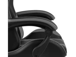 Cadeira estilo corrida couro artificial preto e cinzento