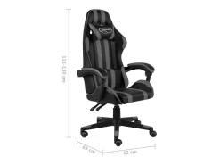Cadeira estilo corrida couro artificial preto e cinzento