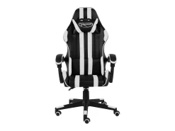 Cadeira estilo corrida couro artificial preto e branco
