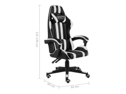 Cadeira estilo corrida couro artificial preto e branco