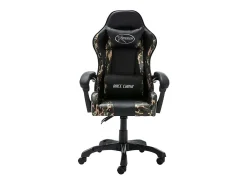 Cadeira estilo corrida couro artificial preto e camuflado