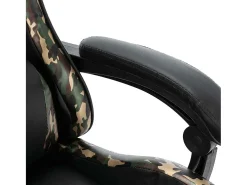 Cadeira estilo corrida couro artificial preto e camuflado