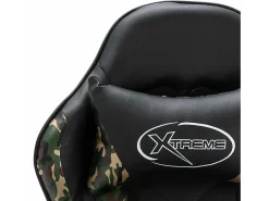 Cadeira estilo corrida couro artificial preto e camuflado