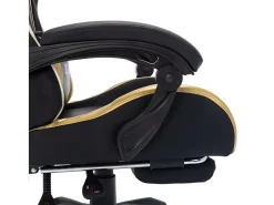 Cadeira estilo corrida luzes LED RGB couro artif. dourado/preto