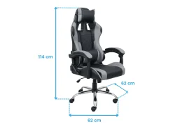 Cadeira gamer Legend com almofada lombar e apoio de cabeça, preta e cinza, 120x63x66 cm
