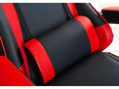 Cadeira gamer moderna Koe vermelha/preta com almofada lombar e apoios de braços 64 cm