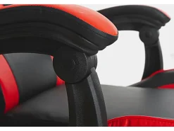 Cadeira gamer moderna Koe vermelha/preta com almofada lombar e apoios de braços 64 cm