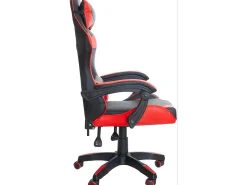 Cadeira gamer moderna Koe vermelha/preta com almofada lombar e apoios de braços 64 cm