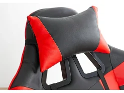 Cadeira gamer moderna Koe vermelha/preta com almofada lombar e apoios de braços 64 cm
