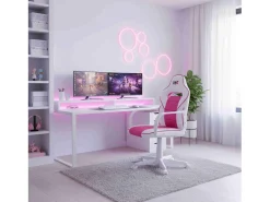 Cadeira Gamer Vanellope Branca/Rosa Estilo Gamer