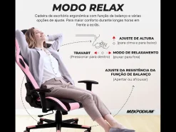 Cadeira Gaming – ergonómica,altamente ajustável, suporta até 150 kg – Tactical, Preta e Rosa