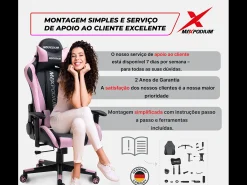 Cadeira Gaming – ergonómica,altamente ajustável, suporta até 150 kg – Tactical, Preta e Rosa