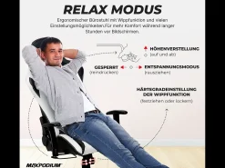 Cadeira Gaming – ergonómica, altamente ajustável – Skilled, Preta e Branca