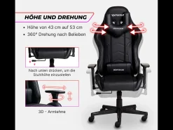 Cadeira Gaming – ergonómica,altamente ajustável, suporta até 150 kg – Tactical, Preta