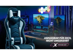 Cadeira Gaming – extra larga, altamente ajustável, em tecido – Tactical, Cinzenta