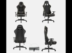 Cadeira Gaming – extra larga, altamente ajustável, em tecido – Tactical, Cinzenta