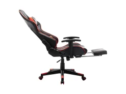 Cadeira gaming c/ apoio de pés couro artificial preto/vermelho