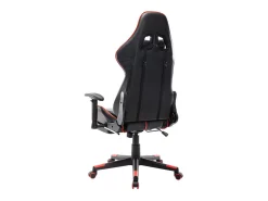 Cadeira gaming c/ apoio de pés couro artificial preto/vermelho
