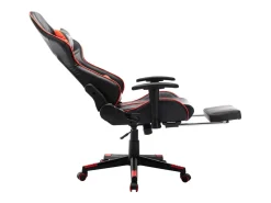 Cadeira gaming c/ apoio de pés couro artificial preto/vermelho