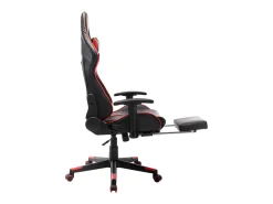 Cadeira gaming c/ apoio de pés couro artificial preto/vermelho