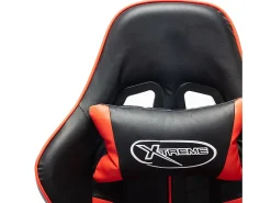 Cadeira gaming c/ apoio de pés couro artificial preto/vermelho