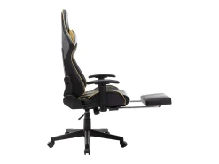 Cadeira gaming c/ apoio de pés couro artificial preto/dourado
