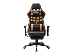 Cadeira gaming c/ apoio de pés couro artificial preto/laranja