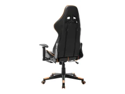 Cadeira gaming c/ apoio de pés couro artificial preto/laranja