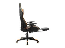Cadeira gaming c/ apoio de pés couro artificial preto/laranja