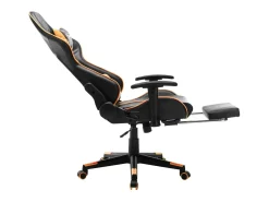 Cadeira gaming c/ apoio de pés couro artificial preto/laranja