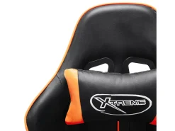 Cadeira gaming c/ apoio de pés couro artificial preto/laranja