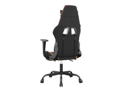 Cadeira gaming c/ apoio p/ pés couro artificial preto e laranja