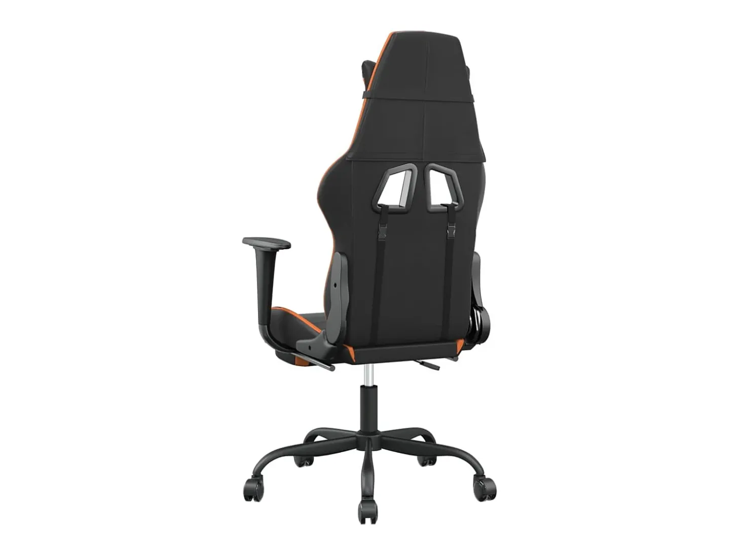 Cadeira gaming c/ apoio p/ pés couro artificial preto e laranja