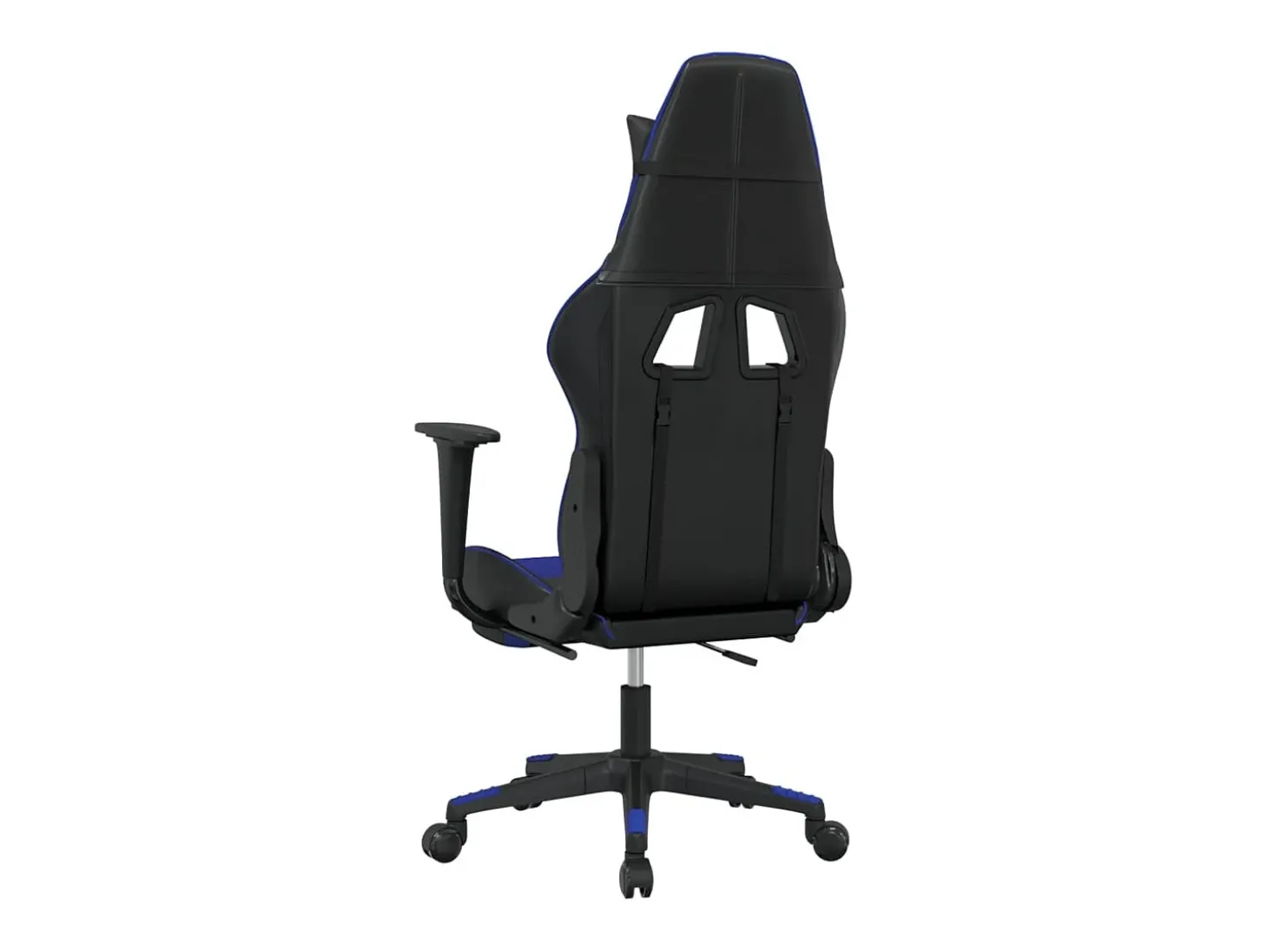 Cadeira gaming c/ apoio para pés couro artificial preto e azul