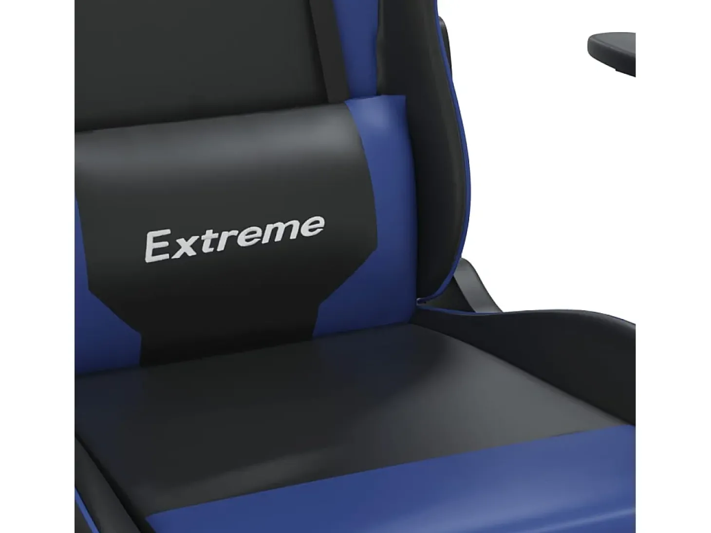 Cadeira gaming c/ apoio para pés couro artificial preto e azul