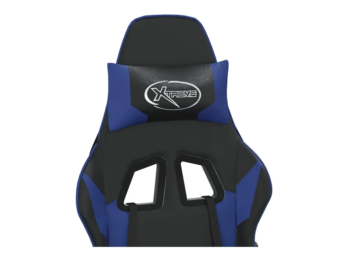 Cadeira gaming c/ apoio para pés couro artificial preto e azul