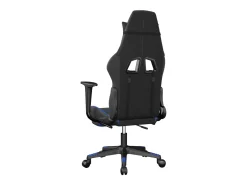 Cadeira gaming c/ apoio para pés couro artificial preto e azul