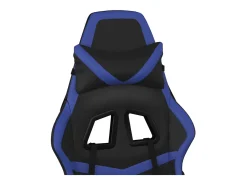 Cadeira gaming c/ apoio para pés couro artificial preto e azul