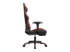 Cadeira gaming c/ apoio pés couro artificial preto e vermelho