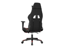 Cadeira gaming c/ apoio pés couro artificial preto e vermelho