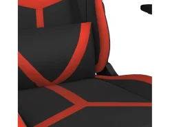 Cadeira gaming c/ apoio pés couro artificial preto e vermelho