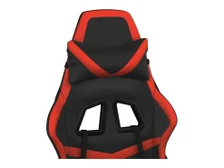 Cadeira gaming c/ apoio pés couro artificial preto e vermelho