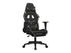 Cadeira gaming c/ apoio pés couro artificial preto e camuflado