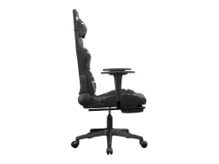 Cadeira gaming c/ apoio pés couro artificial preto e camuflado