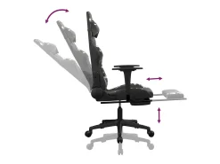 Cadeira gaming c/ apoio pés couro artificial preto e camuflado