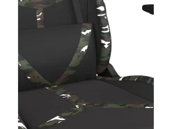Cadeira gaming c/ apoio pés couro artificial preto e camuflado