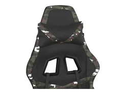Cadeira gaming c/ apoio pés couro artificial preto e camuflado